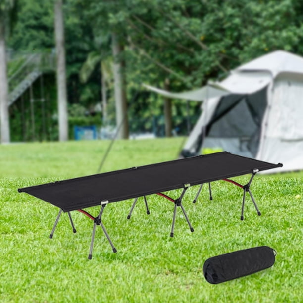 S SERENABLE Folding Camping Cot Portable Outdoor Camping Bed for Backpacking Travel Home Black Walmart
