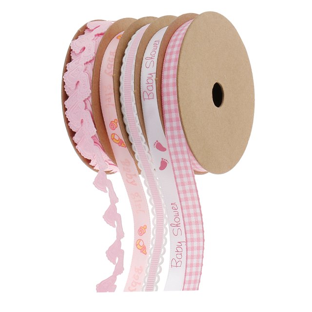 Paquete de 5 Cintas para Baby Shower Sunnimix Color Rosa