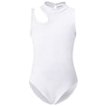 thumbnail image 4 of Curuila Children Girls Romper Sleeveless Crew Neck Solid Color Dance Summer Performance Casual Comfort Bodysuits White Size 7-8 Years, 4 of 5