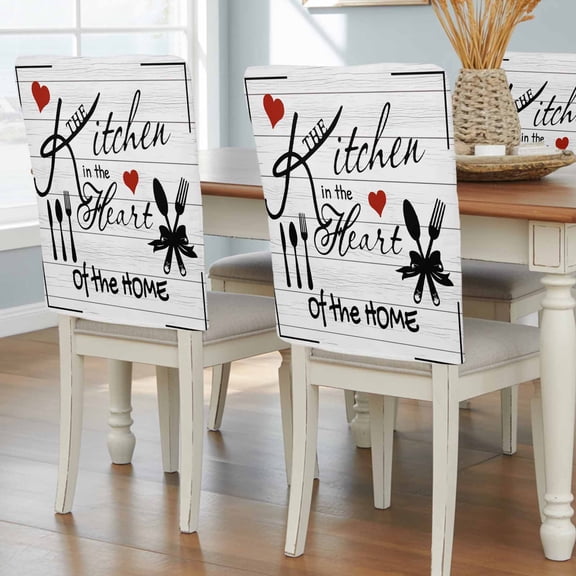 Kitchen Tableware Chair Back Covers, Removable Chair Covers for Dining Chairs Set of 4, Washable Chairs Slipcovers Back Seat Protector for Wedding Party 19"x20"