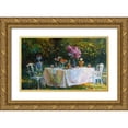 thumbnail image 1 of Sviridov, Sergei 32x21 Gold Ornate Wood Framed with Double Matting Museum Art Print Titled - A Table in Garden IX, 1 of 4