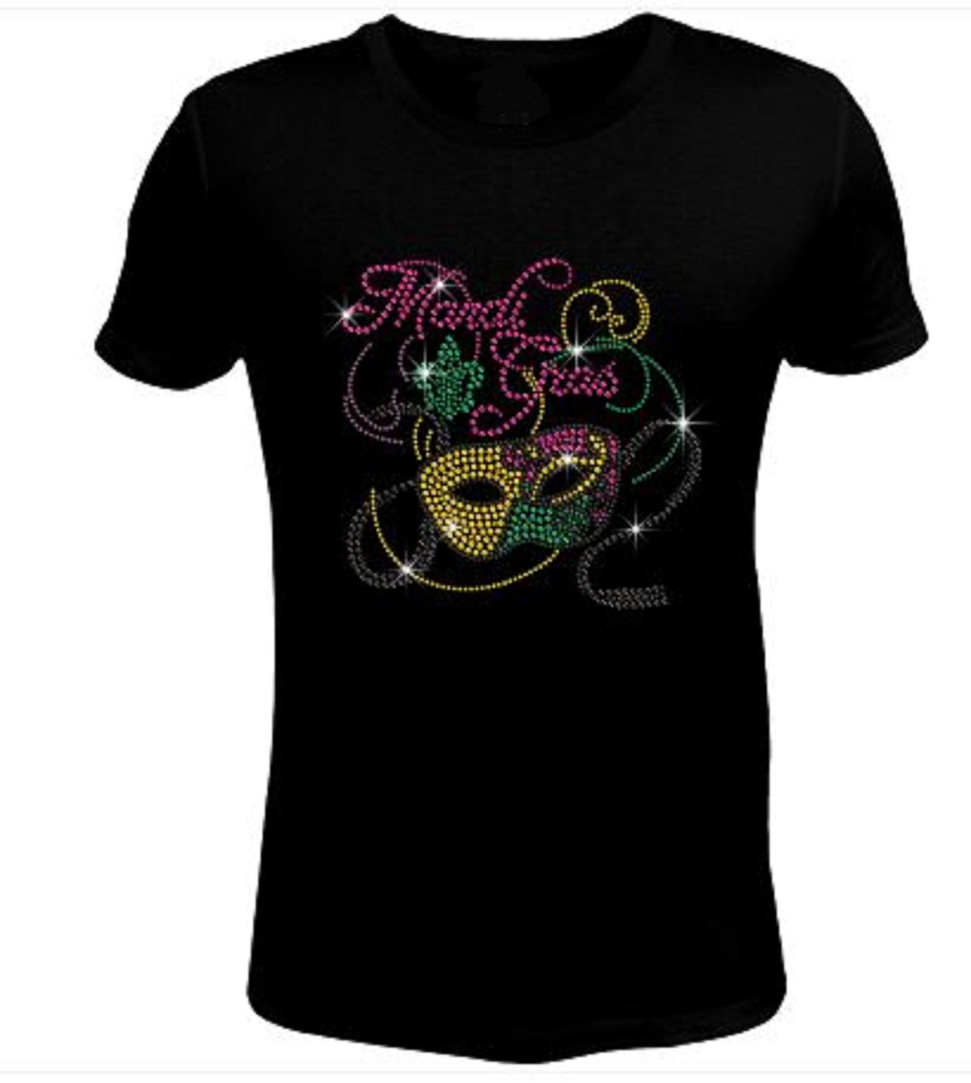 Just Bad Ass T Shirts - Bling Rhinestone Cute Mardi Gras Party T-Shirt-SC-MSK-036 - Walmart.com