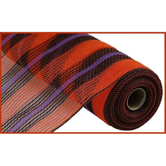 10.5"X10YD FAUX JUTE/PP STRIPE MESH ORANGE/BLACK/PURPLE RY8327E9
