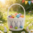 thumbnail image 6 of Deeceymbur Bunny Design Easter Baskets Cotton Linen Woven Storage with Handle Cute Buckets for Egg Party Decor Gift Spring Home Organizer Holiday Supplies, 6 of 6