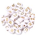 thumbnail image 2 of 100 Unids/paquete Cuentas Letras Colores Oblatas en Inglés Mezclados Btafrte para Pulsera Diy T10498 Fondo Blanco Mixto Dorado, 2 of 9
