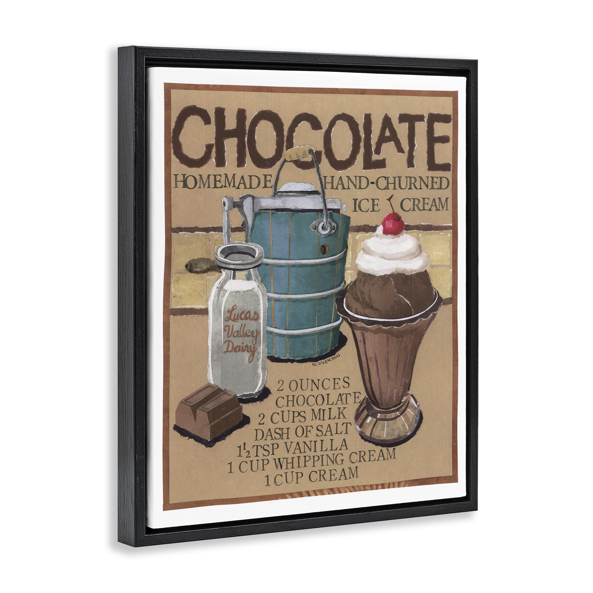 Stupell Industries Chocolate Ice Cream Food & Beverage Painting Black Floater Framed Art Print Wall Art, 17 x 21
