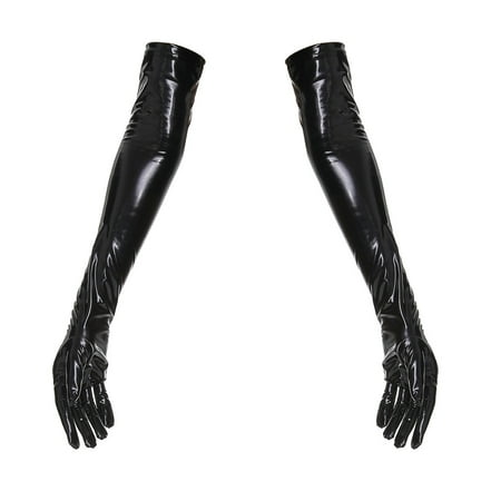 Turtleneck Tight Shiny PVC Onesie PU Faux Leather Zipper Open Crotch Bodysuit Sleeveless Backless Women Sexy Stage Outfits