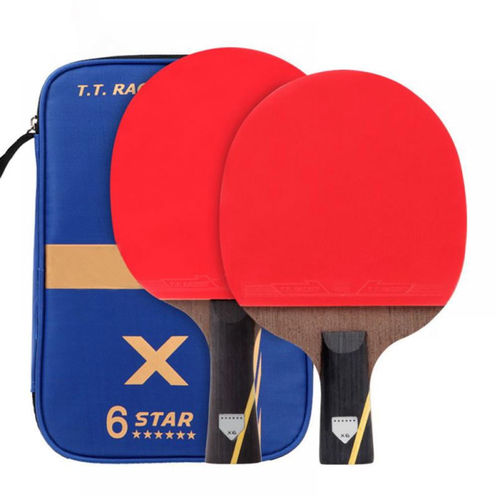 2 Professional Table Tennis Racket Two Paddle Ping Pong Bat 3 Balls Bag Set 