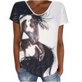 thumbnail image 1 of Tops de manga corta con estampado de calle holgado con cuello en V para mujer OAVQHLG3B Store lin121212, 1 of 4