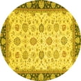 thumbnail image 1 of Ahgly Company Machine Washable Indoor Round Oriental Yellow Traditional Area Rugs, 7' Round, 1 of 4
