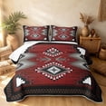 thumbnail image 2 of Erosebridal Hippie Aztec Bed Spread Queen, Boho Geometric Queen Coverlet Set, Burgundy Black Gray Copper 3 Pieces, 1 Quilt and 2 Pillowcases, 2 of 7