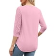 thumbnail image 6 of bnaln Women Tops Summer T Shirts 3/4 Sleeve Shirts Solid Color V-Neck Lace Tops Business Casual Dressy Blouses Spring Tunic Tops Loose Fit Pullover Trendy Shirts Fashion Outfits, 6 of 9