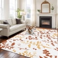 thumbnail image 3 of Orange Botanical 5'x7' Area Rug, Watercolor Spring Floral Summer Leaf Washable Non-Slip Soft Rugs, Low-Pile Large Carpet for Living Room Bedroom Dining Room, Non-Shedding Accent Rug, 3 of 9
