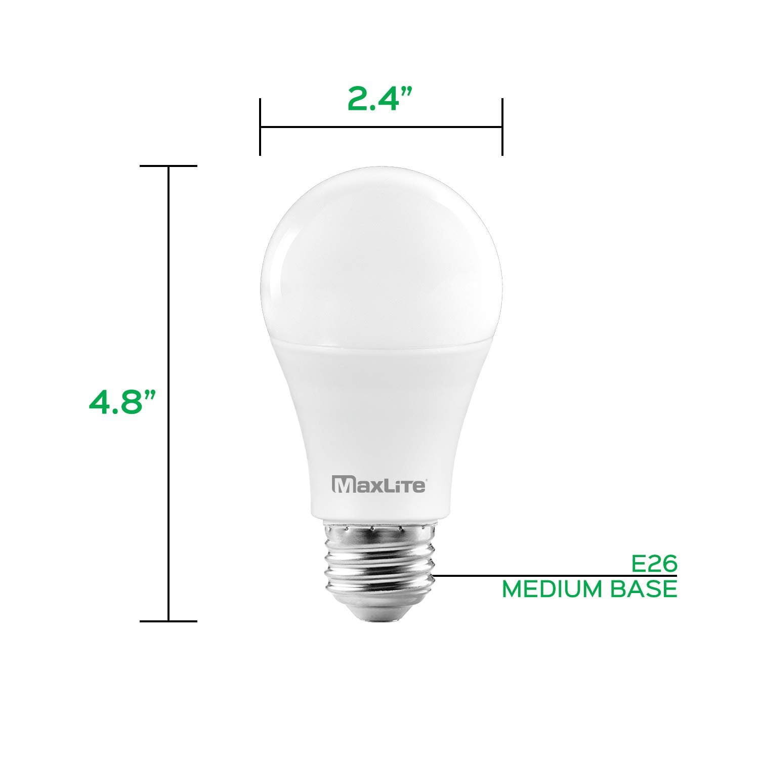 MaxLite A19 LED Bulb, Enclosed Fixture Rated, 100W Equivalent, 1600 Lumens, Dimmable, E26 Medium Base, 2700K Soft White, 12-Pack