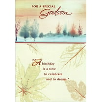 Designer Greetings Glossy Leaves and Textured Tree Line: Godson Birthday Card