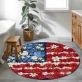 thumbnail image 3 of 4th of July Floral Round Area Rug 3.3Ft Washable Circle Rugs for Dining Room Table, Country Blue Red Poppy American Flag Non-Slip Carpet Floor Mats Indoor Outdoor Carpet Runner Aesthetic Home Decor, 3 of 8