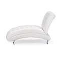 thumbnail image 3 of Baxton Studio Pease Chaise Longue en Similicuir Capitonné Blanc, 3 of 5