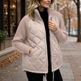 thumbnail image 2 of vdgthytj Puffer Jacket Women Full Zip Stand Collar Cable Knit Long Sleeve Patchwork Fall Winter Casual Quilted Outerwear with Pockets(X-Large,Khaki), 2 of 9