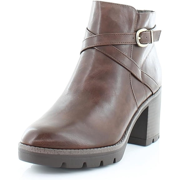 Naturalizer Womens Madalynn Buckle Water Repellent Ankle Boot Cinnamon Brown 6.5M