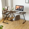thumbnail image 2 of Giantex L-Shaped Computer Corner Desk, Multipurpose PC Workstation, Gaming Computer Desk for Home Office, Walnut, 2 of 8