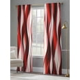 thumbnail image 4 of Red Gradient Line Sheer Curtains 96 Inches Long 2 Panels Abstract Twist Light Filtering Semi Sheer Window Curtains Drapes for Bedroom Living Room 52"x96", 4 of 7