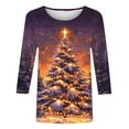 thumbnail image 5 of LEKWK Ugly Christmas Shirts Women Xmas Tree Crew Neck 3/4 Sleeve Tops Funny Shirt for Women Fashion Christmas Party Tops for Women, 5 of 5