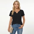 thumbnail image 3 of SUNBS Shirts for Women Short Sleeve Blouses Summer V Neck Tops Casual Dressy Boho Tunic Business Work Clothes School Outfit, 3 of 8