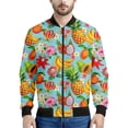 thumbnail image 3 of Nueva chaqueta con cremallera y estampado 3D de flores hawaianas para hombre, sudaderas estilo bombardero con estampado de plantas tropicales, abrigos de manga larga de gran tamaño, 3 of 5