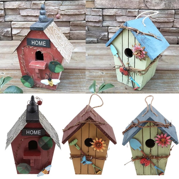 3 Pcs Pastoral Patio Jardinería de Pájaro, Casas de Aves Decorativas de Pájaro Libre Colgando Villa Jardín Decoración shamjiam Casas decorativas para pájaros al aire libre