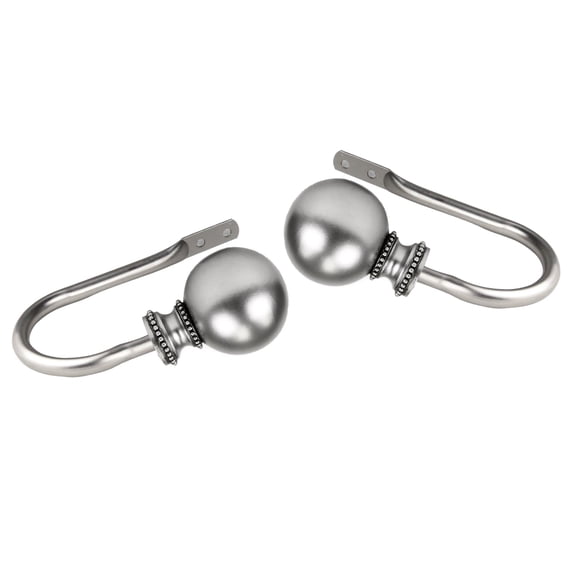 Contemporary Home Living Set of 2 Silver Contemporary Lex Curtain Holdback Hooks 8.75"