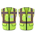 thumbnail image 1 of Chaleco de seguridad reflectante shamjiam 2 piezas color amarillo brillante con tiras reflectantes cremallera frontal, 1 of 8