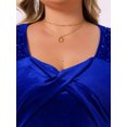 thumbnail image 5 of DARING DIVA Plus Size Velvet V Neck Sequin Sleeve High Low Hem Dress 2X Royal blue, 5 of 6