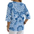 thumbnail image 3 of Tutolipy Blue Mandala Print Linen-Style Imitation Linen Blouse, Casual Linen-Like Women Short Sleeve shirts for Spring Outdoor Vacation, Size 5X-Large, 3 of 9