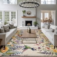thumbnail image 5 of Spring Floral Area Rug 5x7 Washable Rug Non Slip Daisy Sunflowers Wisteria Hummingbird Beige Large Area Rug Soft Stainresistant Indoor Floor Carpet for Living Room Bedroom Home Office Dining Room, 5 of 8