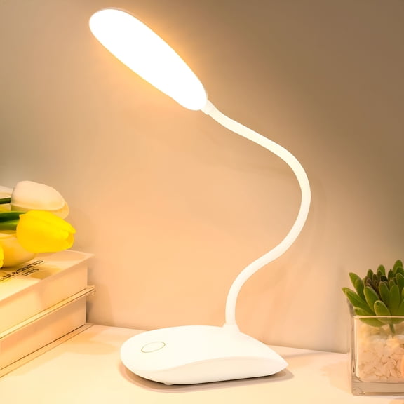 HIBIBUD Battery Powered Desk Lamp,Portable Lamps Rechargeable 3 Color Modes Touch Control Stepless Dimming,Wireless Desk Lamp with 2000Mah,Small Led Table Light for Dorm Study Office Bedroom
