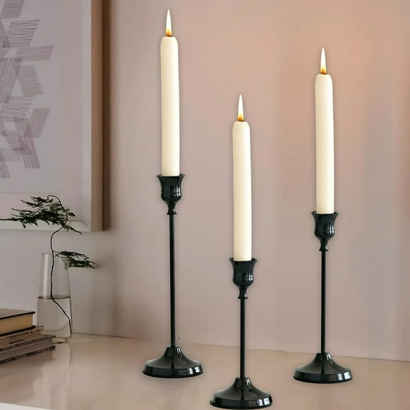 Kugisaki Taper Candle Holder Set of 3 Vintage Romantic Candlestick Holders for Candlelit Dinner Valentine's Day Wedding Housewarming Layout