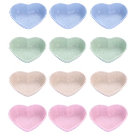 12Pcs Plastic Dipping Dishes Heart Dipping Bowls Sauce Dipping Bowls Unbreakable Sauce Dishes