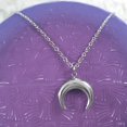 thumbnail image 3 of Stainless Steel Inverted Crescent Moon Charm Necklace - 18 Inch Chain, 3 of 7