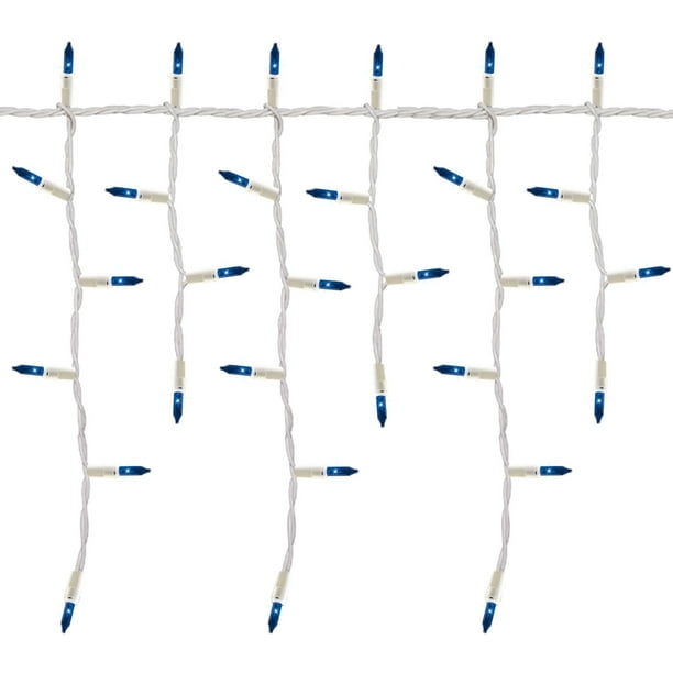 Holiday Time High Density Blue Icicle Christmas Lights Set, 9', 300 Count, White Wire - Walmart.com