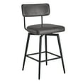 thumbnail image 4 of CHITA Swivel Counter Height Bar Stool Chairs Set of 2, 27.4" Faux Leather Upholstered Counter Stools with Back and Metal Frame, Retro Gray, 4 of 11