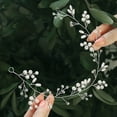 thumbnail image 3 of Miallo Boho Silver Hair Vine for Women - Rustic Pearl Headpiece for Braids - Minimalist Crystal Hair Jewelry for Prom & Beach Wedding, 3 of 7