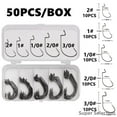 thumbnail image 2 of Fishing Hooks Set, 50Pcs Wide Gap Offset Worm Hooks, High Carbon Steel Sharp Barbed Jig Hooks For Freshwater Saltwater Bass Fishing Tackle, 2 of 6