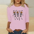 thumbnail image 2 of Riecok Womens 3/4 Sleeve T Shirts Crewneck Halloween Printed Tunic Tops Basic Tee Blouses Pink S, 2 of 4