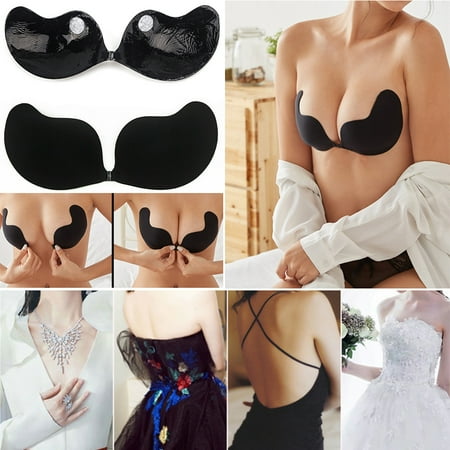 STTOAY Self Adhesive Invisible Bra Push Up Backless Strapless Magic Sticky Bras for Women