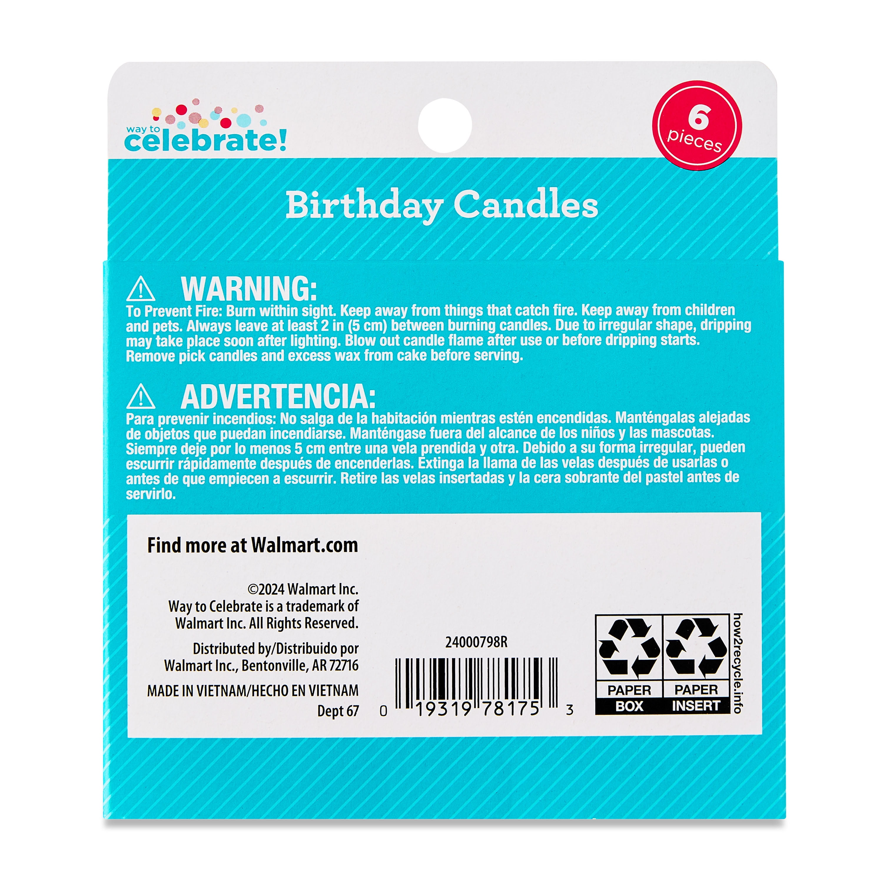 Multicolor Star and Bow Birthday Candles Set, 6 Pieces, by Way To Celebrate