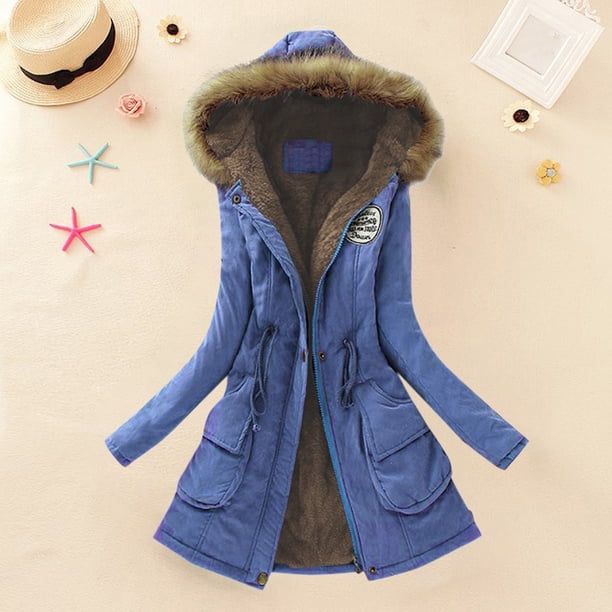 ICHUANYI Clearance Winter Womens Warm Coat Hooded Jacket Slim Winter Outwear(Dark Blue, XXL) ICHUANYI WER2023081006260