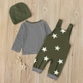 thumbnail image 6 of VERUGU Toddler Boy Outfits Toddler Boy Star Print Pattern Long Sleeve Overalls Clothes Hat Three-Piece Sute, 6 of 8