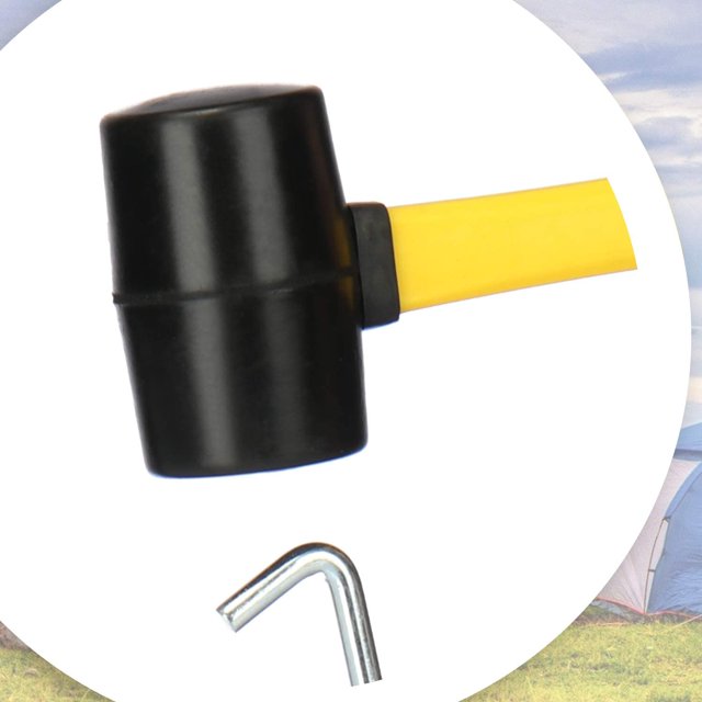 1X Mazo de goma con mango de plástico - Mazo de camping con mango antideslizante - Martillo blando para manualidades y camping (02 piezas - 500g / Plástico) LingWen 8390611490614