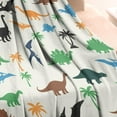 thumbnail image 3 of Beige Cartoon Dinosaurs Palms Pattern Blanket,Comfortable Soft Flannel Throw Blanket,All Season,Warm Lightweight Blankets for Sofa Bed Couch Living Room Chair,30"x40", 3 of 4