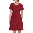 thumbnail image 1 of Fotbe Christmas Red Snowflakes Vestido Largo de Moda para Mujer, Vestido Tipo Camiseta con Manga Corta y Estilo Casual a Rayas y Bloques de Color, 1 of 6
